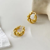 Minimalist Twisted Hoop Earring for Women Gold/Silver Zinc Alloy Huggie Earrings