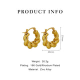 Minimalist Twisted Hoop Earring for Women Gold/Silver Zinc Alloy Huggie Earrings