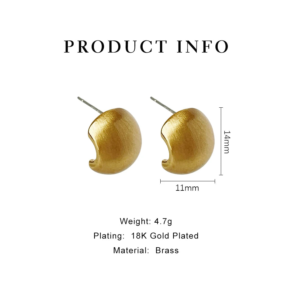 Peri'sBox Vintage French Brushed C-Shaped Stud Earrings in Gold/Silver
