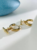 Vintage T Bar Pendant Hoop Earrings Metal Circle Huggie Earrings