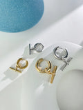 Vintage T Bar Pendant Hoop Earrings Metal Circle Huggie Earrings