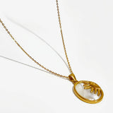 Peri'sbox Mother of Pearl Sun Pendant Necklace