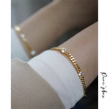 Peri'sbox Clear Cz Crystal Cuban Chain Bracelet Women
