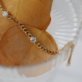 Peri'sbox Clear Cz Crystal Cuban Chain Bracelet Women