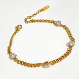 Peri'sbox Clear Cz Crystal Cuban Chain Bracelet Women