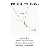 Peri'sbox Rhinestone Cz Disc Y Necklace Stainless Steel 18K Plated