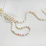 Rainbow Acrylic Beads & Freshwater Pearl Choker Necklace