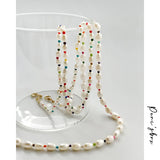 Rainbow Acrylic Beads & Freshwater Pearl Choker Necklace