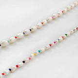 Rainbow Acrylic Beads & Freshwater Pearl Choker Necklace