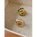 Clear Green Cz Crystal Thick Hoop Earrings Women Dainty Huggie Jewelry