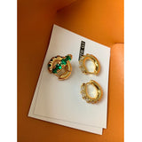 Clear Green Cz Crystal Thick Hoop Earrings Women Dainty Huggie Jewelry