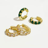 Clear Green Cz Crystal Thick Hoop Earrings Women Dainty Huggie Jewelry