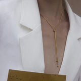 Peri'sbox Beads Snake Bone Necklace Thin Chain Titanium Steel Women