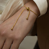 Peri'sbox Beads Snake Bone Necklace Thin Chain Titanium Steel Women