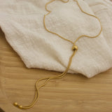 Peri'sbox Beads Snake Bone Necklace Thin Chain Titanium Steel Women