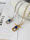 Peri'sbox Silver Plated Lapis Lazuli Necklace Women