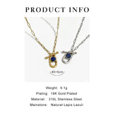 Peri'sbox Silver Plated Lapis Lazuli Necklace Women