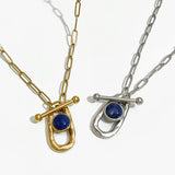 Peri'sbox Silver Plated Lapis Lazuli Necklace Women