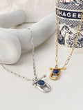 Peri'sbox Silver Plated Lapis Lazuli Necklace Women