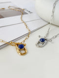 Peri'sbox Silver Plated Lapis Lazuli Necklace Women