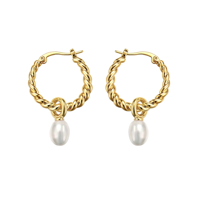 Peri'sbox Twisted Circle Pearl Drop Earrings for Women