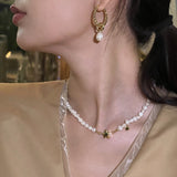 Peri'sbox Twisted Circle Pearl Drop Earrings for Women