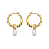 Peri'sbox Twisted Circle Pearl Drop Earrings for Women