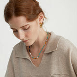 Peri'sbox Mix Acrylic Beads Freshwater Pearl Choker Necklace for Women