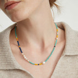 Peri'sbox Mix Acrylic Beads Freshwater Pearl Choker Necklace for Women