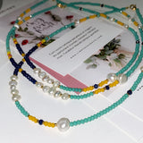 Peri'sbox Mix Acrylic Beads Freshwater Pearl Choker Necklace for Women