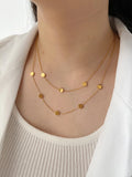 Peri'sbox Star Moon Square Coin Choker Necklace Double Layered