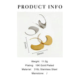 Peri'sbox Geometric Open Hoop Earrings Stainless Steel Waterproof