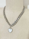 Peri'sbox Chunky Cuban Chain Heart Pendant Necklace Shell Jewelry