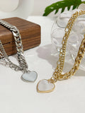Peri'sbox Chunky Cuban Chain Heart Pendant Necklace Shell Jewelry