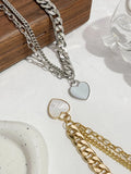 Peri'sbox Chunky Cuban Chain Heart Pendant Necklace Shell Jewelry