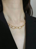 Peri'sbox 18K Pvd Plated Circle Link Choker Necklace