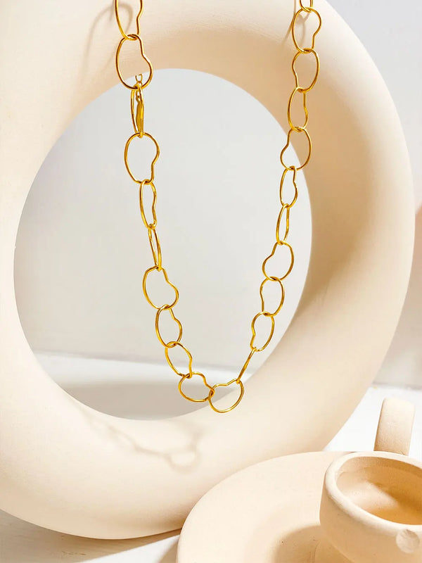 Peri'sbox 18K Pvd Plated Circle Link Choker Necklace