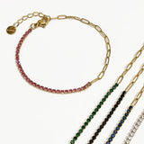 Peri'sbox Multicolor Paper Clip Chain Cz Tennis Bracelet