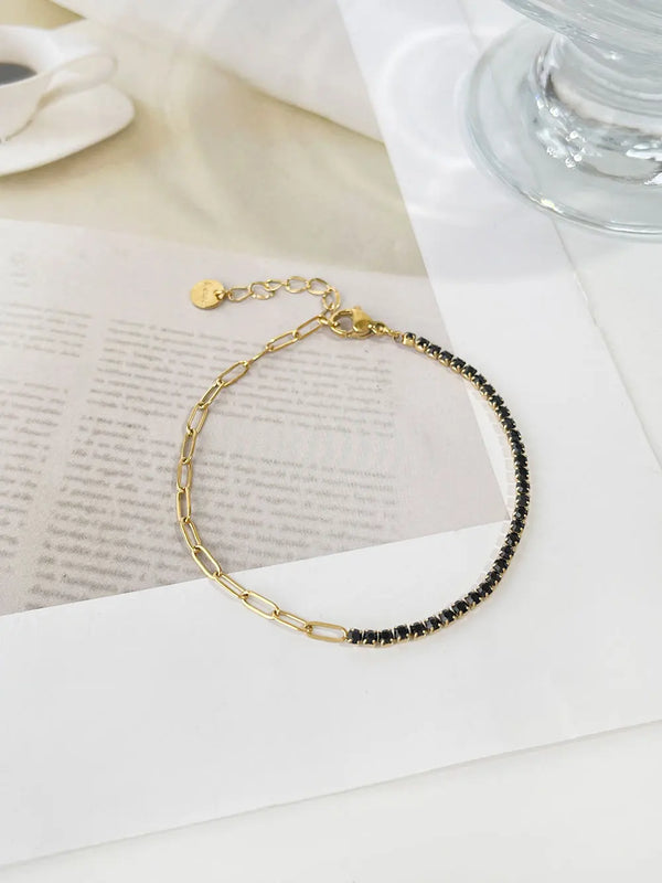 Peri'sbox Multicolor Paper Clip Chain Cz Tennis Bracelet