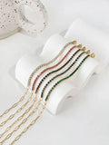 Peri'sbox Multicolor Paper Clip Chain Cz Tennis Bracelet