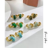Peri'sbox Multicolor Stone Hoop Earrings for Women