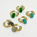 Peri'sbox Multicolor Stone Hoop Earrings for Women