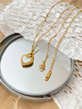 Perisbox Shell Heart Pendant Necklace Stainless Steel Bead Chain Layering