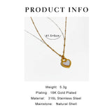 Perisbox Shell Heart Pendant Necklace Stainless Steel Bead Chain Layering