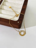 Peri'sbox Twist Circle Charm Bracelet with Cz Zircon Stainless Steel