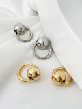 Peri'sbox Silver Plated Big Ball Hoop Earrings for Women