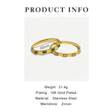 Peri'sbox Stainless Steel 18K Plated Baguette CZ Zircon Bangle Bracelet