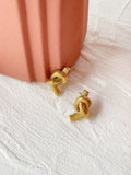 Peri'sbox Stainless Steel Textured Knot Stud Earrings Women Statement Jewelry