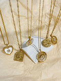 Celestial Collection Moon Star Sun Coin Pendant Necklace 18K Plated
