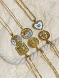 Celestial Collection Moon Star Sun Coin Pendant Necklace 18K Plated